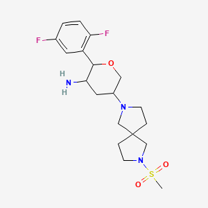 molecular formula C19H27F2N3O3S B10832934 2-(2,5-Difluorophenyl)-5-(2-methylsulfonyl-2,7-diazaspiro[4.4]nonan-7-yl)oxan-3-amine 