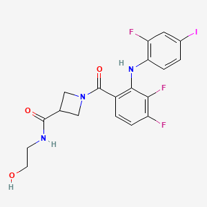 molecular formula C19H17F3IN3O3 B10832936 1-({3,4-difluoro-2-[(2-fluoro-4-iodophenyl)amino]phenyl}carbonyl)-N-(2-hydroxyethyl)azetidine-3-carboxamide 