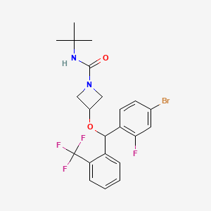 molecular formula C22H23BrF4N2O2 B10832963 3-[2-(trifluoromethyl)-2'-fluoro-4'-bromobenzhydryloxy]-N-(tert-butyl)azetidine-1-carboxamide 