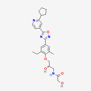 molecular formula C26H32N4O5 B10832992 N-[(2S)-3-[4-[5-(2-cyclopentylpyridin-4-yl)-1,2,4-oxadiazol-3-yl]-2-ethyl-6-methylphenoxy]-2-hydroxypropyl]-2-hydroxyacetamide 