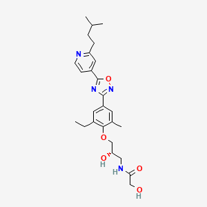 molecular formula C26H34N4O5 B10833012 N-[(2S)-3-[2-ethyl-6-methyl-4-[5-[2-(3-methylbutyl)pyridin-4-yl]-1,2,4-oxadiazol-3-yl]phenoxy]-2-hydroxypropyl]-2-hydroxyacetamide 