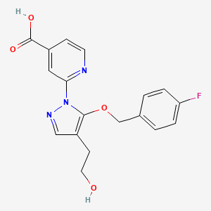 molecular formula C18H16FN3O4 B10833025 2-[5-[(4-Fluorophenyl)methoxy]-4-(2-hydroxyethyl)pyrazol-1-yl]pyridine-4-carboxylic acid 