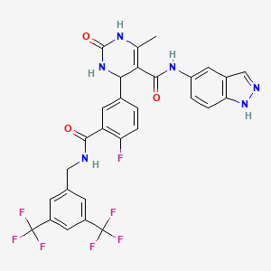 molecular formula C29H21F7N6O3 B10833027 4-[3-[[3,5-bis(trifluoromethyl)phenyl]methylcarbamoyl]-4-fluorophenyl]-N-(1H-indazol-5-yl)-6-methyl-2-oxo-3,4-dihydro-1H-pyrimidine-5-carboxamide 