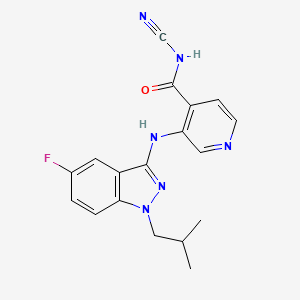 molecular formula C18H17FN6O B10833047 N-cyano-3-[[5-fluoro-1-(2-methylpropyl)indazol-3-yl]amino]pyridine-4-carboxamide 
