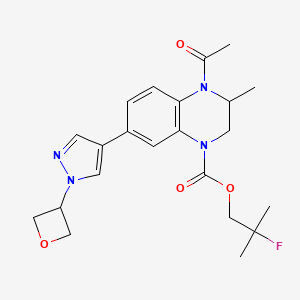 molecular formula C22H27FN4O4 B10833104 (2-Fluoro-2-methylpropyl) 4-acetyl-3-methyl-7-[1-(oxetan-3-yl)pyrazol-4-yl]-2,3-dihydroquinoxaline-1-carboxylate 