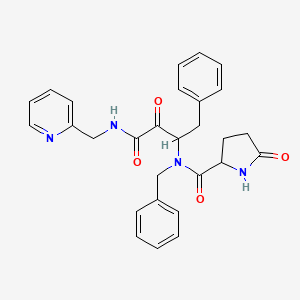molecular formula C28H28N4O4 B10833339 N-benzyl-N-[3,4-dioxo-1-phenyl-4-(pyridin-2-ylmethylamino)butan-2-yl]-5-oxopyrrolidine-2-carboxamide 