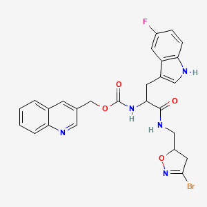 molecular formula C26H23BrFN5O4 B10833342 quinolin-3-ylmethyl 1-((3-bromo-4,5-dihydroisoxazol-5-yl)-methylamino)-3-(5-fluoro-1H-indol-3-yl)-1-oxopropan-2-ylcarbamate 