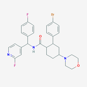 molecular formula C29H30BrF2N3O2 B10833352 2-(4-bromophenyl)-N-[(4-fluorophenyl)-(2-fluoropyridin-4-yl)methyl]-4-morpholin-4-ylcyclohexane-1-carboxamide 