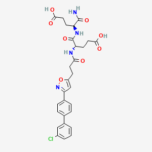 molecular formula C28H29ClN4O8 B10833383 N-{3-[3-(3'-Chlorobiphenyl-4-Yl)isoxazol-5-Yl]propanoyl}-L-Alpha-Glutamyl-L-Alpha-Glutamyl-Amide 