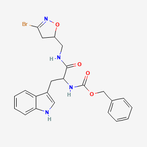 molecular formula C23H23BrN4O4 B10833418 benzyl N-[1-[(3-bromo-4,5-dihydro-1,2-oxazol-5-yl)methylamino]-3-(1H-indol-3-yl)-1-oxopropan-2-yl]carbamate 