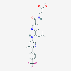molecular formula C27H29F3N4O3 B10833454 3-[[6-[3-Methyl-1-[[5-methyl-6-[4-(trifluoromethyl)phenyl]pyridin-3-yl]amino]butyl]pyridine-3-carbonyl]amino]propanoic acid 