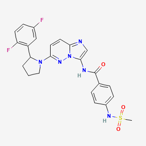 molecular formula C24H22F2N6O3S B10833561 N-[6-[2-(2,5-difluorophenyl)pyrrolidin-1-yl]imidazo[1,2-b]pyridazin-3-yl]-4-(methanesulfonamido)benzamide 