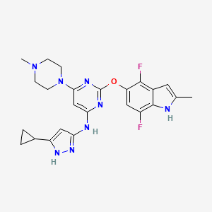 molecular formula C24H26F2N8O B10833580 Indol-5-ol derivative 1 