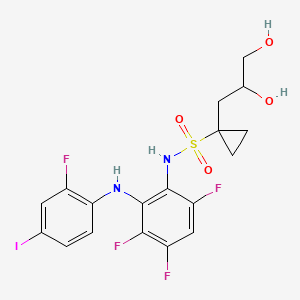 molecular formula C18H17F4IN2O4S B10833682 1-(2,3-Dihydroxypropyl)-N-(3,4,6-trifluoro-2-(2-fluoro-4-iodophenylamino)phenyl)cyclopropane-1-sulfonamide 