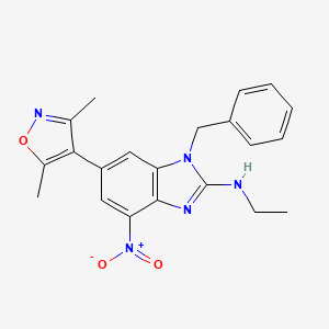 molecular formula C21H21N5O3 B10833692 1-benzyl-6-(3,5-dimethyl-1,2-oxazol-4-yl)-N-ethyl-4-nitrobenzimidazol-2-amine 