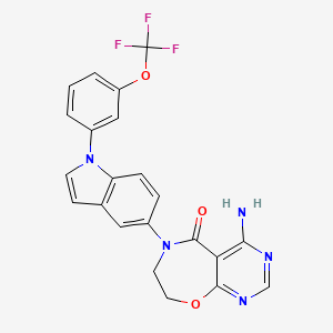 molecular formula C22H16F3N5O3 B10833702 4-Amino-6-(1-(3-(trifluoromethoxy)phenyl)-1H-indol-5-yl)-7,8-dihydropyrimido[5,4-f][1,4]oxazepin-5(6H)-one 