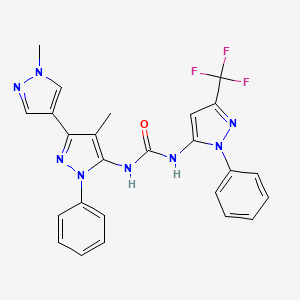 molecular formula C25H21F3N8O B10833709 N,N-bis(5-pyrazoyl)urea derivative 1 