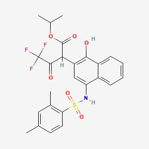 molecular formula C25H24F3NO6S B10833714 Isopropyl 2-(4-{[(2,4-dimethylphenyl)sulfonyl]amino}-1-hydroxy-2-naphthyl)-4,4,4-trifluoro-3-oxobutanoate 
