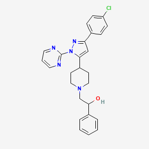 molecular formula C26H26ClN5O B10833865 2-{4-[3-(4-Chlorophenyl)-1-(pyrimidin-2-yl)-1H-pyrazol-5-yl]piperidin-1-yl}-1-phenylethanol 