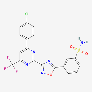 molecular formula C19H11ClF3N5O3S B10833888 3-[3-[4-(4-Chloro-phenyl)-6-trifluoromethyl-pyrimidin-2-yl]-[1,2,4]oxadiazol-5-yl]-benzenesulfonamide 