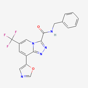 molecular formula C18H12F3N5O2 B10833960 N-benzyl-8-(1,3-oxazol-5-yl)-6-(trifluoromethyl)-[1,2,4]triazolo[4,3-a]pyridine-3-carboxamide 