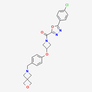 molecular formula C24H23ClN4O4 B10833968 (3-(4-(2-Oxa-6-azaspiro[3.3]heptan-6-ylmethyl)phenoxy)azetidin-1-yl)(5-(4-chlorophenyl)-1,3,4-oxadiazol-2-yl)methanone 