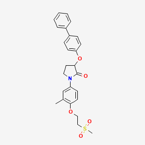 molecular formula C26H27NO5S B10833981 1-[3-methyl-4-(2-methylsulfonylethoxy)phenyl]-3-(4-phenylphenoxy)pyrrolidin-2-one 