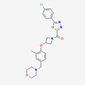 molecular formula C24H25ClN4O4 B10833988 [5-(4-Chlorophenyl)-1,3,4-oxadiazol-2-yl]-[3-[2-methyl-4-(morpholin-4-ylmethyl)phenoxy]azetidin-1-yl]methanone 