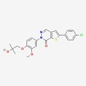 molecular formula C23H21ClN2O4S B10834014 2-(4-chlorophenyl)-6-(4-(2-hydroxy-2-methylpropoxy)-3-methoxyphenyl)thieno[2,3-d]pyridazin-7(6H)-one 