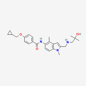 molecular formula C26H33N3O3 B10834027 4-(cyclopropylmethoxy)-N-[2-[[(2-hydroxy-2-methylpropyl)amino]methyl]-1,4-dimethylindol-5-yl]benzamide 