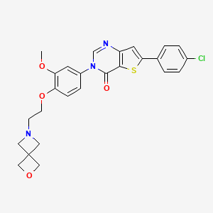 molecular formula C26H24ClN3O4S B10834028 6-(4-Chlorophenyl)-3-[3-methoxy-4-[2-(2-oxa-6-azaspiro[3.3]heptan-6-yl)ethoxy]phenyl]thieno[3,2-d]pyrimidin-4-one 