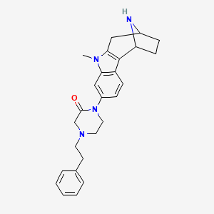 molecular formula C26H30N4O B10834031 1-(9-Methyl-9,15-diazatetracyclo[10.2.1.02,10.03,8]pentadeca-2(10),3(8),4,6-tetraen-6-yl)-4-(2-phenylethyl)piperazin-2-one 
