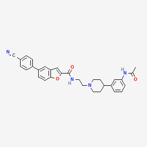 molecular formula C31H30N4O3 B10834035 N-[2-[4-(3-acetamidophenyl)piperidin-1-yl]ethyl]-5-(4-cyanophenyl)-1-benzofuran-2-carboxamide 