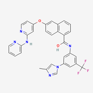 molecular formula C32H23F3N6O2 B10834057 N-[3-(4-methylimidazol-1-yl)-5-(trifluoromethyl)phenyl]-6-[2-(pyridin-2-ylamino)pyridin-4-yl]oxynaphthalene-1-carboximidic acid 