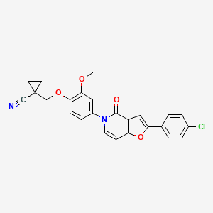 molecular formula C25H19ClN2O4 B10834087 1-[[4-[2-(4-Chlorophenyl)-4-oxofuro[3,2-c]pyridin-5-yl]-2-methoxyphenoxy]methyl]cyclopropane-1-carbonitrile 