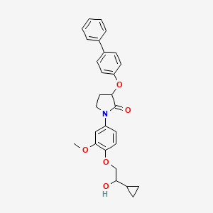 molecular formula C28H29NO5 B10834131 1-[4-(2-Cyclopropyl-2-hydroxyethoxy)-3-methoxyphenyl]-3-(4-phenylphenoxy)pyrrolidin-2-one 