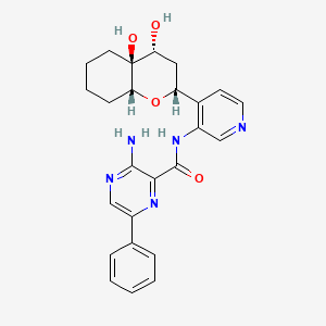 molecular formula C25H27N5O4 B10834169 N-[4-[(2R,4R,4aS,8aR)-4,4a-dihydroxy-2,3,4,5,6,7,8,8a-octahydrochromen-2-yl]pyridin-3-yl]-3-amino-6-phenylpyrazine-2-carboxamide 
