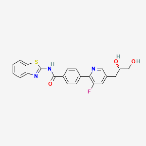 molecular formula C22H18FN3O3S B10834196 N-(1,3-benzothiazol-2-yl)-4-[5-[(2S)-2,3-dihydroxypropyl]-3-fluoropyridin-2-yl]benzamide 