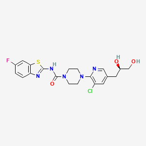 molecular formula C20H21ClFN5O3S B10834209 4-[3-chloro-5-[(2R)-2,3-dihydroxypropyl]pyridin-2-yl]-N-(6-fluoro-1,3-benzothiazol-2-yl)piperazine-1-carboxamide 