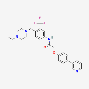 molecular formula C27H29F3N4O2 B10834237 N-[4-[(4-ethylpiperazin-1-yl)methyl]-3-(trifluoromethyl)phenyl]-2-(4-pyridin-3-ylphenoxy)acetamide 