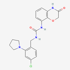 molecular formula C20H21ClN4O3 B10834247 1-[(4-chloro-2-pyrrolidin-1-ylphenyl)methyl]-3-(3-oxo-4H-1,4-benzoxazin-8-yl)urea 
