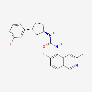 molecular formula C22H21F2N3O B10834263 1-(6-fluoro-3-methylisoquinolin-5-yl)-3-[(1R,3R)-3-(3-fluorophenyl)cyclopentyl]urea 