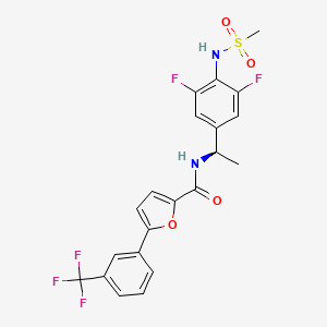 molecular formula C21H17F5N2O4S B10834290 5-[3-(Trifluoromethyl)phenyl]-N-[(R)-1-[4-(mesylamino)-3,5-difluorophenyl]ethyl]furan-2-carboxamide 