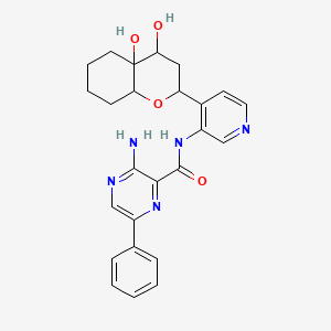 molecular formula C25H27N5O4 B10834301 N-[4-(4,4a-dihydroxy-2,3,4,5,6,7,8,8a-octahydrochromen-2-yl)pyridin-3-yl]-3-amino-6-phenylpyrazine-2-carboxamide 