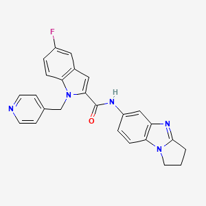 molecular formula C25H20FN5O B10834319 N-(2,3-dihydro-1H-pyrrolo[1,2-a]benzimidazol-6-yl)-5-fluoro-1-(pyridin-4-ylmethyl)indole-2-carboxamide 