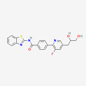 molecular formula C22H18FN3O3S B10834324 N-(1,3-benzothiazol-2-yl)-4-[5-(2,3-dihydroxypropyl)-3-fluoropyridin-2-yl]benzamide 