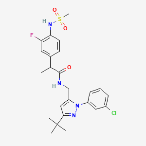 molecular formula C24H28ClFN4O3S B10834412 N-[[5-tert-butyl-2-(3-chlorophenyl)pyrazol-3-yl]methyl]-2-[3-fluoro-4-(methanesulfonamido)phenyl]propanamide 