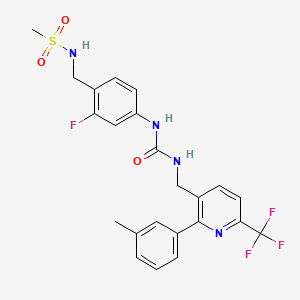 molecular formula C23H22F4N4O3S B10834447 N-(2-Fluoro-4-(3-((2-m-tolyl-6-(trifluoromethyl)pyridin-3-yl)methyl)ureido)benzyl)methanesulfonamide 
