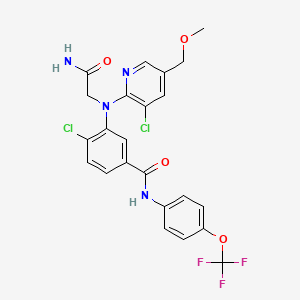 molecular formula C23H19Cl2F3N4O4 B10834485 3-[(2-amino-2-oxoethyl)-[3-chloro-5-(methoxymethyl)pyridin-2-yl]amino]-4-chloro-N-[4-(trifluoromethoxy)phenyl]benzamide 