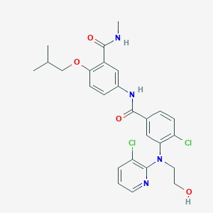 molecular formula C26H28Cl2N4O4 B10834503 4-chloro-3-[(3-chloropyridin-2-yl)-(2-hydroxyethyl)amino]-N-[3-(methylcarbamoyl)-4-(2-methylpropoxy)phenyl]benzamide 